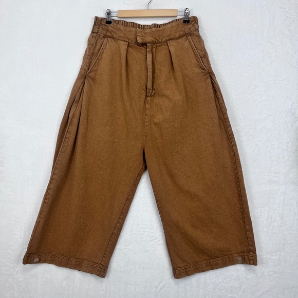 Free People Pants - Free People Cool Harbor Wide-Leg Pants Womens XL Camel Brown High Rise